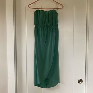 Mint strapless midi